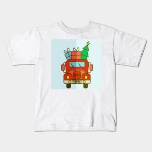 Red Christmas truck front view Merry Christmas Kids T-Shirt